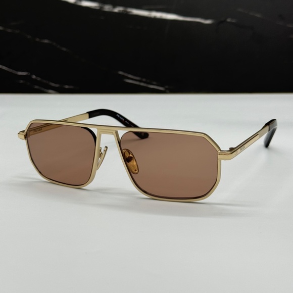 NEW PR A53S VAF10D PRADA GOLD BROWN PILOT SPR A53 VAF10D MEN SUNGLASSES - Picture 3 of 12
